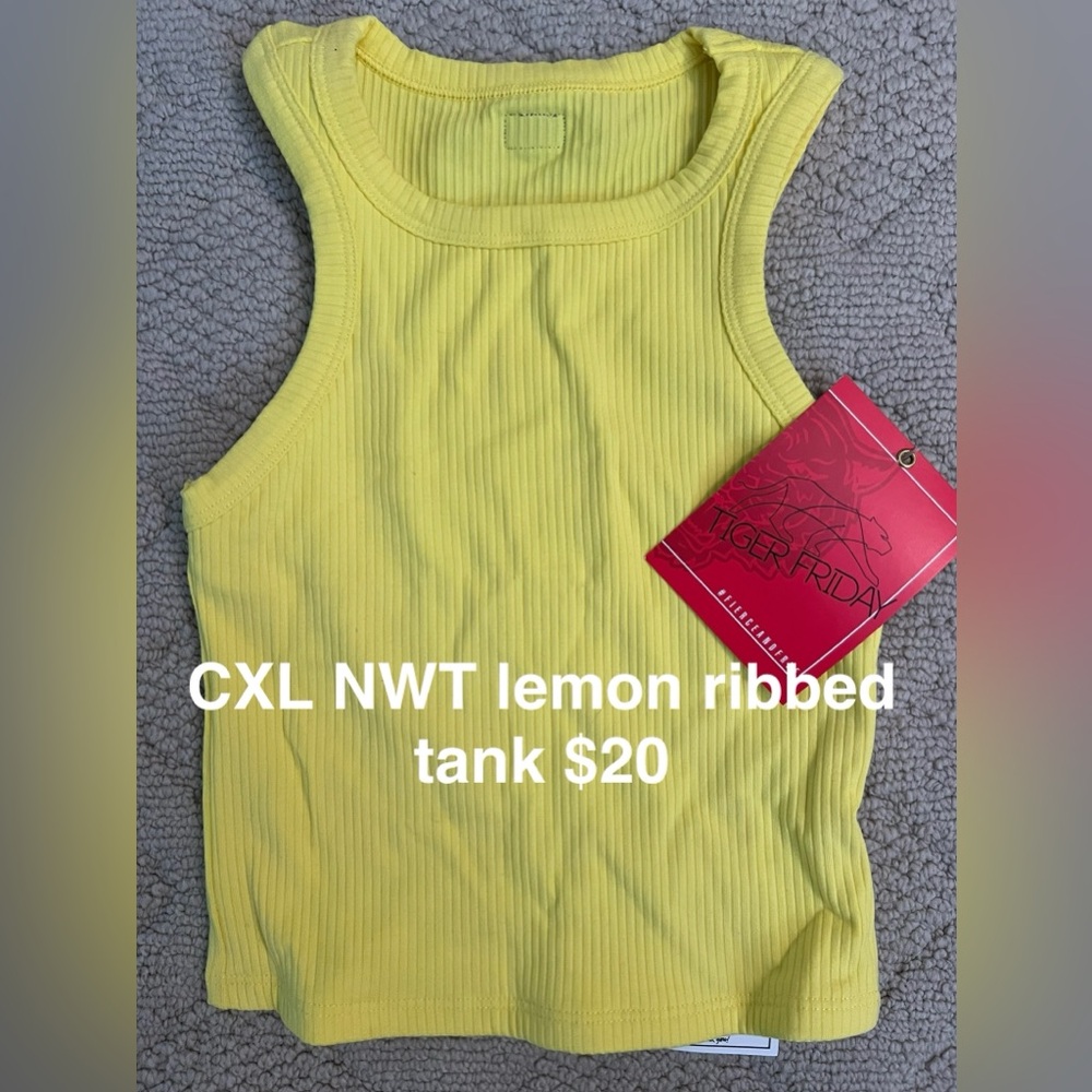 TIGER FRIDAY NWT Ribbed Tank, Lemon, CXL